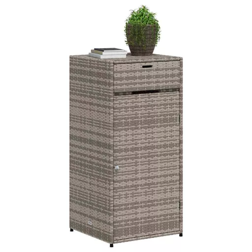 Szürke polyrattan kerti tárolószekrény 55 x 55 x 111 cm