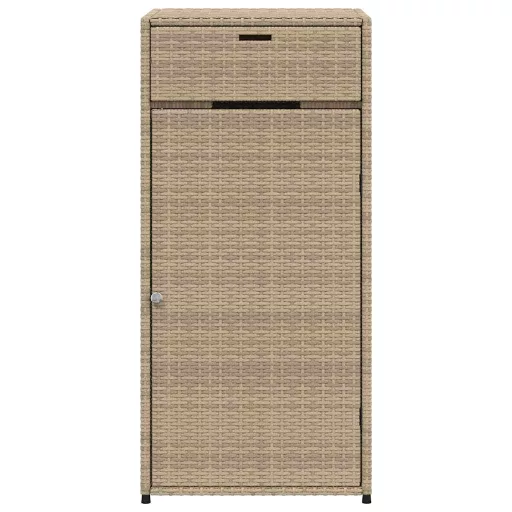 Bézs polyrattan kerti tárolószekrény 55 x 55 x 111 cm