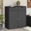 Fekete polyrattan kerti tárolószekrény 105 x 55 x 113 cm