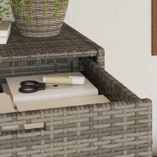 Szürke polyrattan kerti tárolószekrény 105 x 55 x 113 cm