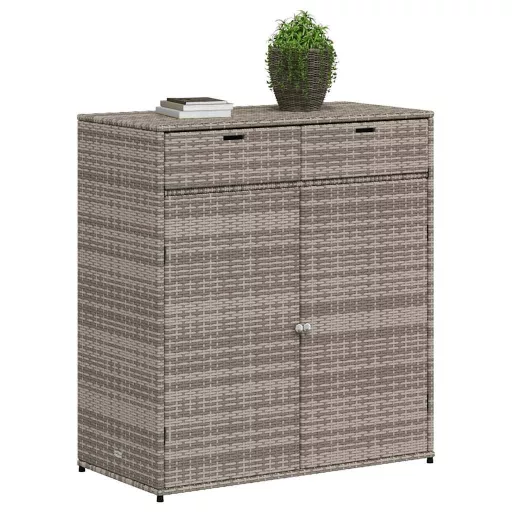 Szürke polyrattan kerti tárolószekrény 105 x 55 x 113 cm
