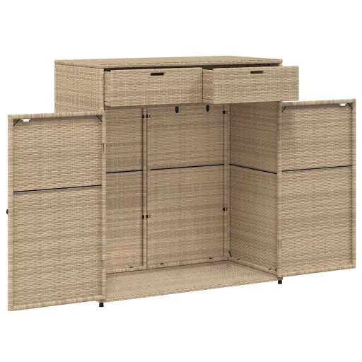 Szürke polyrattan kerti tárolószekrény 105 x 55 x 113 cm