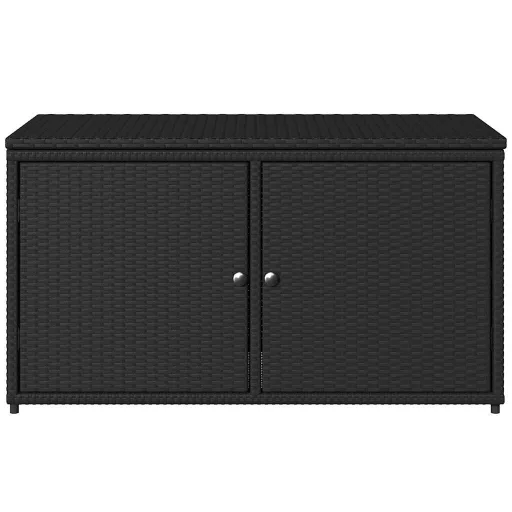 Fekete polyrattan kerti tárolószekrény 110 x 55 x 60,5 cm