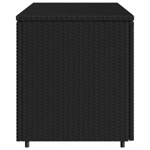 Fekete polyrattan kerti tárolószekrény 110 x 55 x 60,5 cm