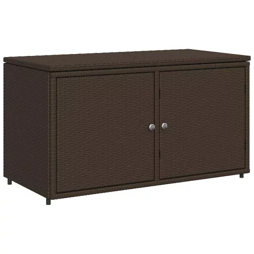 Barna polyrattan kerti tárolószekrény 110 x 55 x 60,5 cm