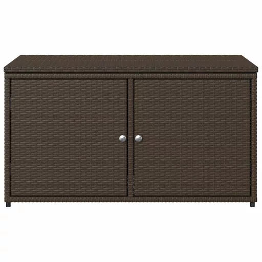 Barna polyrattan kerti tárolószekrény 110 x 55 x 60,5 cm