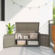   Szürke polyrattan kerti tárolószekrény 110 x 55 x 60,5 cm