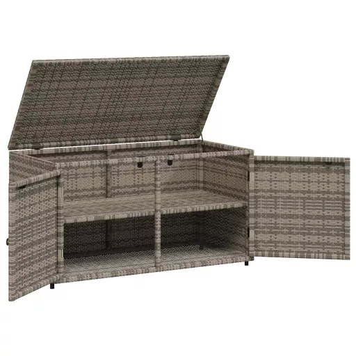 Szürke polyrattan kerti tárolószekrény 110 x 55 x 60,5 cm