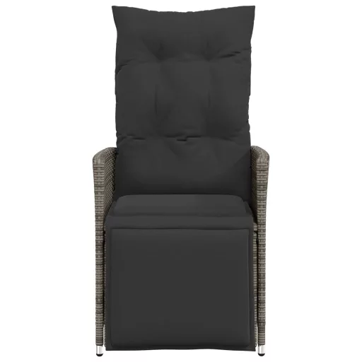 2 db szürke polyrattan dönthető kerti szék párnákkal