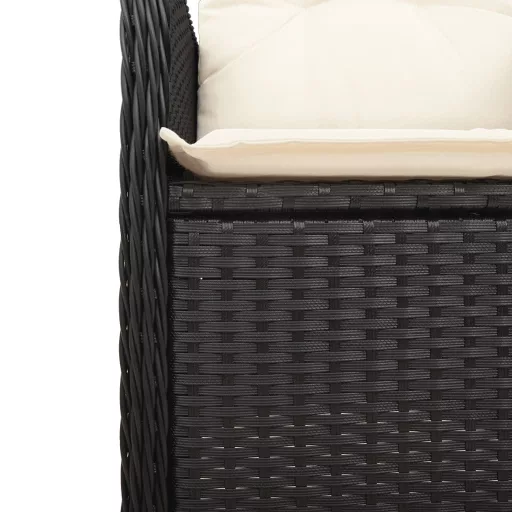 2 db fekete polyrattan dönthető kerti szék párnával
