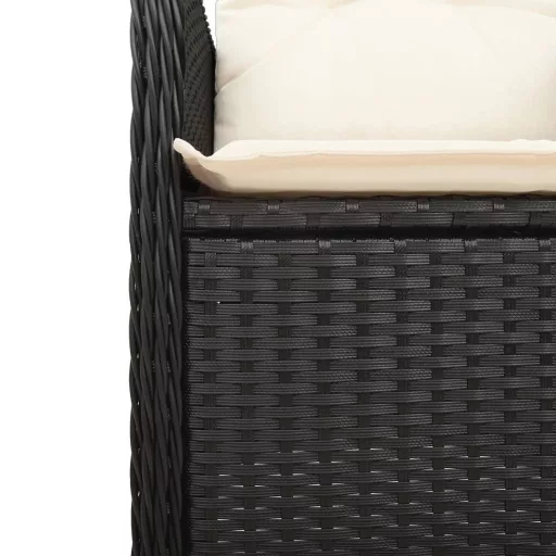 2 db fekete polyrattan dönthető kerti szék asztallal
