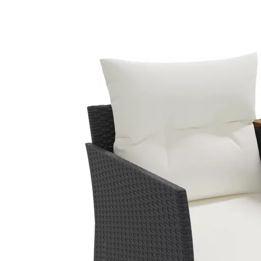 2 személyes fekete polyrattan kerti kanapé zsámollyal