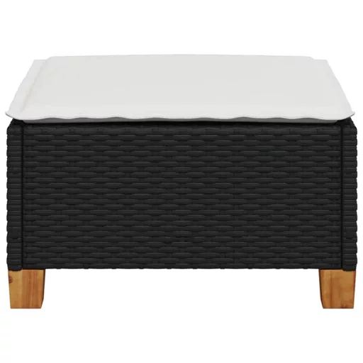 Fekete polyrattan kerti szék párnával 63,5 x 56 x 32 cm