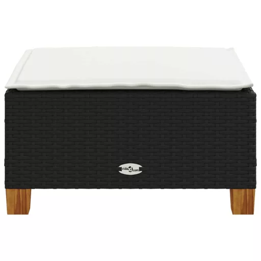 Fekete polyrattan kerti szék párnával 63,5 x 56 x 32 cm