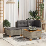   Szürke polyrattan kerti ülőke párnával 63,5 x 56 x 32 cm