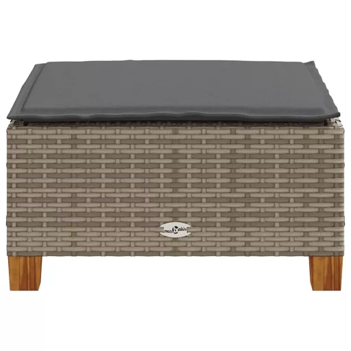 Szürke polyrattan kerti ülőke párnával 63,5 x 56 x 32 cm
