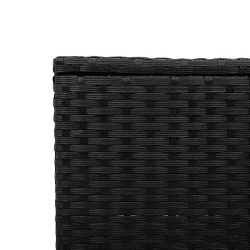 Fekete üveglapú kerti asztal 55 x 55 x 37 cm polyrattan
