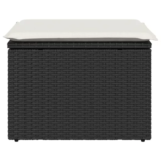 Fekete polyrattan kerti szék párnával 55 x 55 x 37 cm