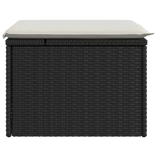 Fekete polyrattan kerti szék párnával 55 x 55 x 37 cm