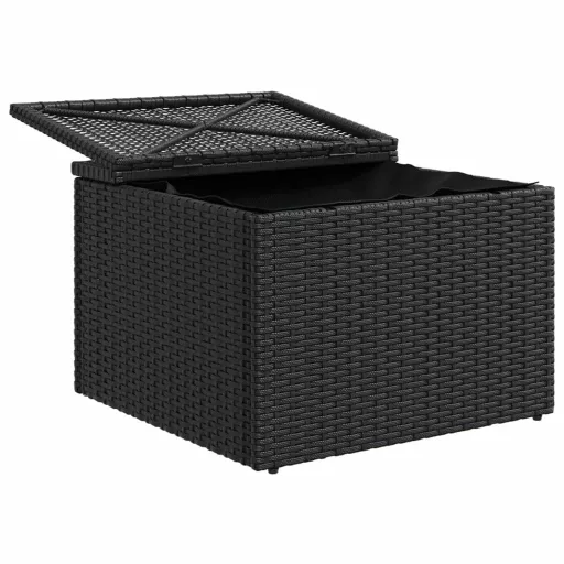 Fekete polyrattan kerti szék párnával 55 x 55 x 37 cm