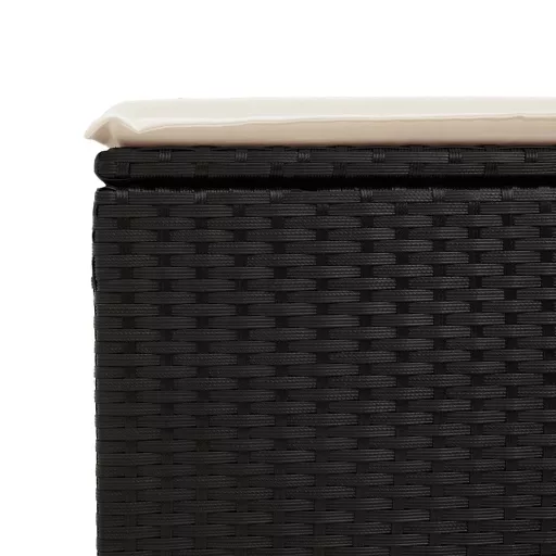 Fekete polyrattan kerti szék párnával 55 x 55 x 37 cm