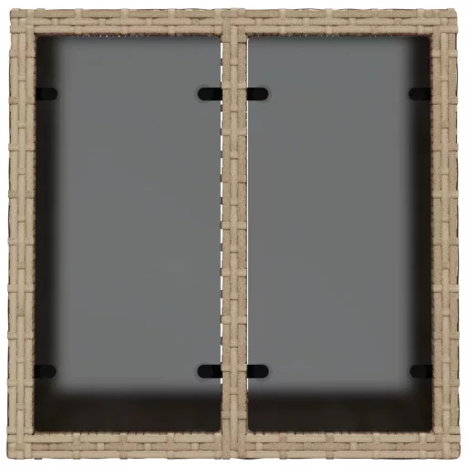 Bézs polyrattan üveglapos kerti asztal 55 x 55 x 37 cm
