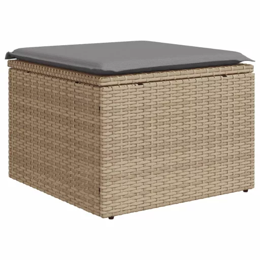 Bézs polyrattan kerti szék párnával 55 x 55 x 37 cm