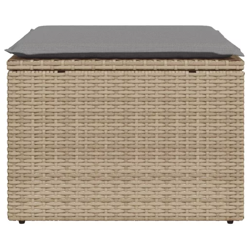 Bézs polyrattan kerti szék párnával 55 x 55 x 37 cm