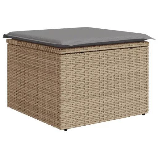 Bézs polyrattan kerti szék párnával 55 x 55 x 37 cm
