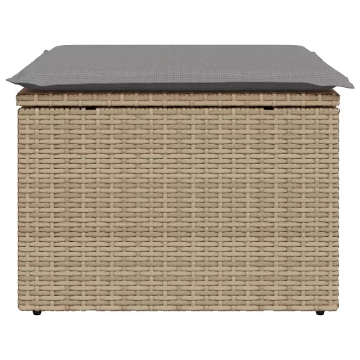 Bézs polyrattan kerti szék párnával 55 x 55 x 37 cm