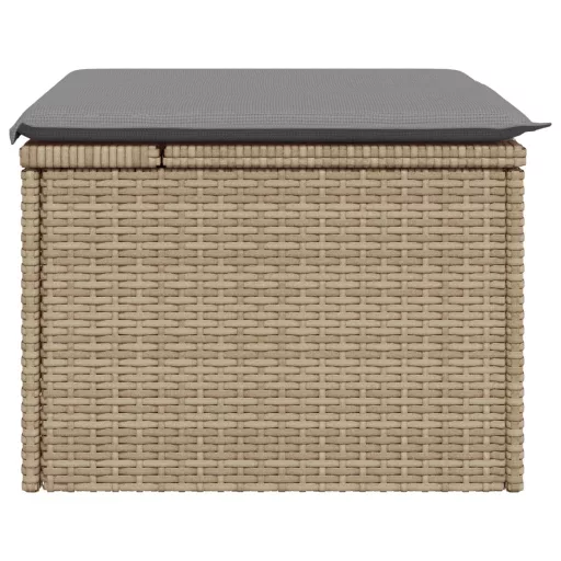 Bézs polyrattan kerti szék párnával 55 x 55 x 37 cm