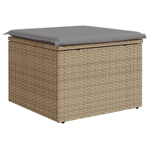 Bézs polyrattan kerti szék párnával 55 x 55 x 37 cm