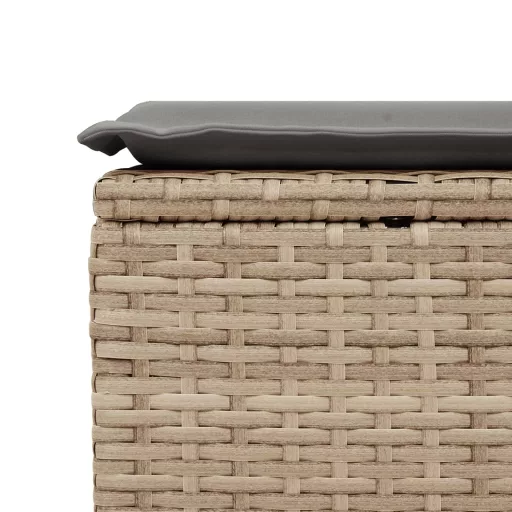 Bézs polyrattan kerti szék párnával 55 x 55 x 37 cm