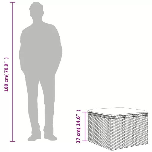 Bézs polyrattan kerti szék párnával 55 x 55 x 37 cm