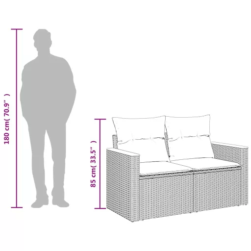 2 személyes bézs polyrattan kerti kanapé párnával