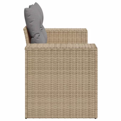 2 személyes bézs polyrattan kerti kanapé párnával