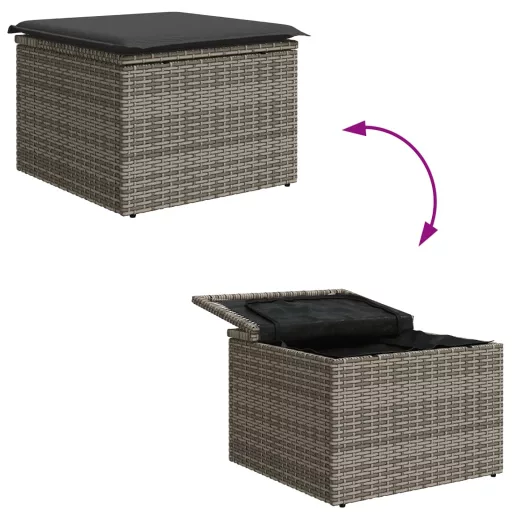 Szürke polyrattan kerti szék párnával 55 x 55 x 37 cm