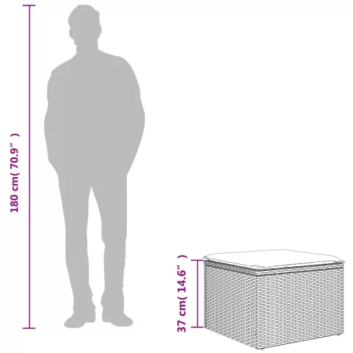 Szürke polyrattan kerti szék párnával 55 x 55 x 37 cm