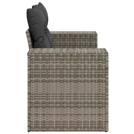 2 személyes szürke polyrattan kerti kanapé párnával