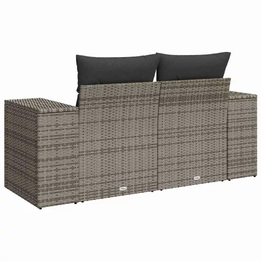 2 személyes szürke polyrattan kerti kanapé párnával