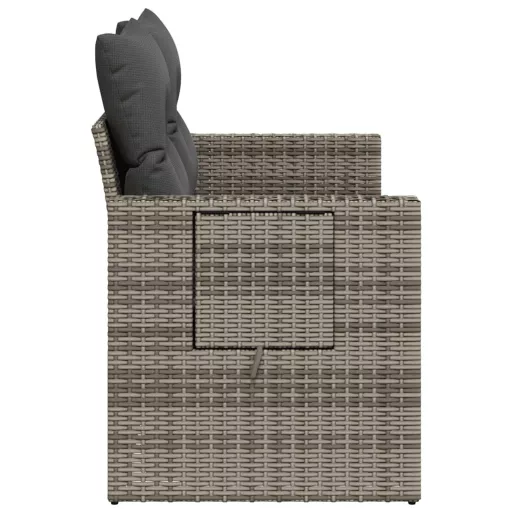 2 személyes szürke polyrattan kerti kanapé párnával