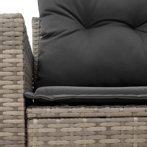 2 személyes szürke polyrattan kerti kanapé párnával