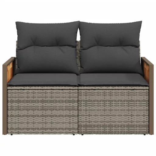 2 személyes szürke polyrattan kerti kanapé párnával