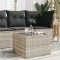 Világosszürke polyrattan üveglapos kerti asztal 55x55x37 cm