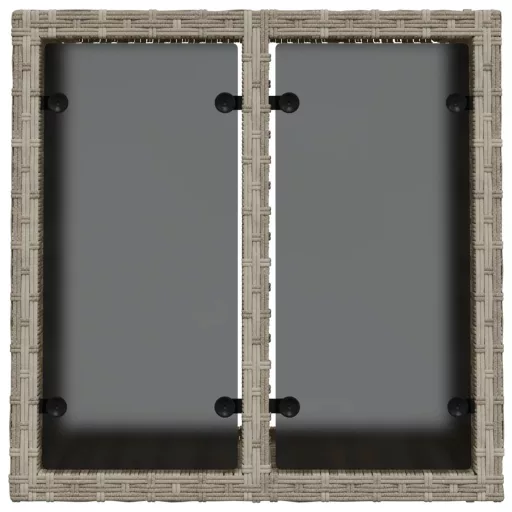 Világosszürke polyrattan üveglapos kerti asztal 55x55x37 cm