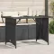 Fekete polyrattan üveglapos kerti asztal 110x68x70 cm
