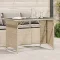 Bézs polyrattan üveglapos kerti asztal 110x68x70 cm