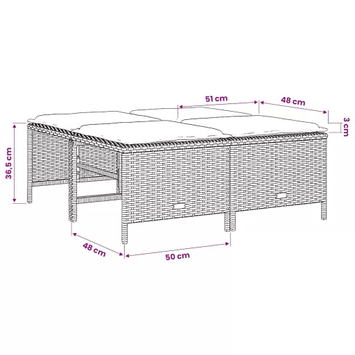 4 db barna polyrattan szék párnákkal