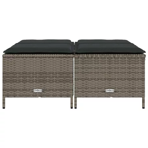 4 db szürke polyrattan kerti szék párnákkal