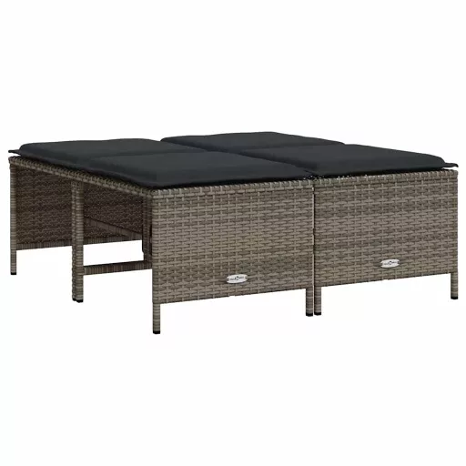 4 db szürke polyrattan kerti szék párnákkal
